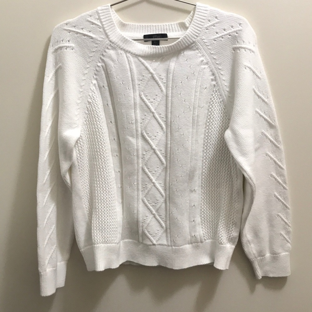 New Jcrew white cotton sweater knit sweater